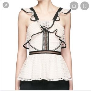 self portrait sleeveless lace top